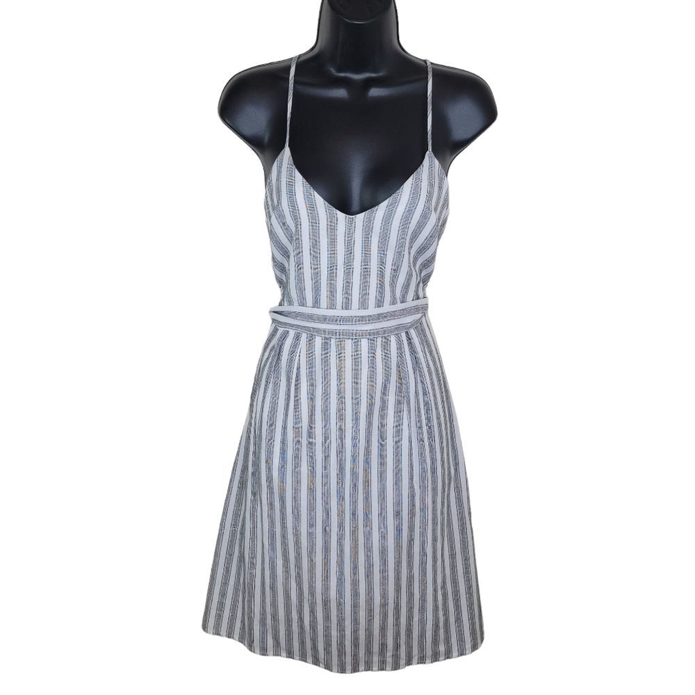 Lulus Nelson Black and White Striped Midi Dress Size Small